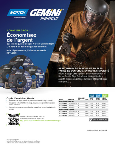 Promotion sur les disques à couper Norton